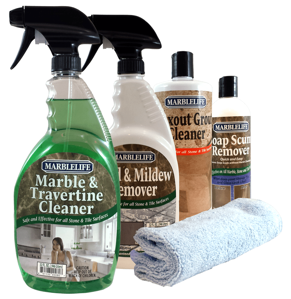 MARBLELIFE® Granite & Quartz 32oz SPRAY Cleaner PLUS 2XREFILL (4 oz) Kit