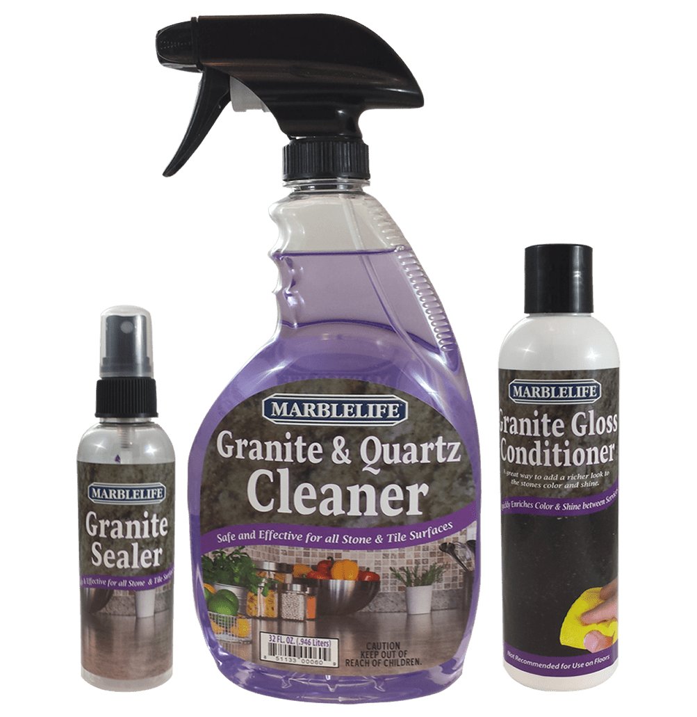 MARBLELIFE® Granite & Quartz 32oz SPRAY Cleaner PLUS 2XREFILL (4 oz) Kit