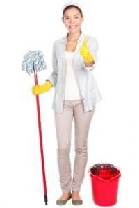 Women holding a mop
