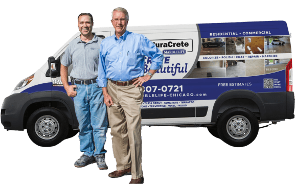 Marblelife team posing with the van